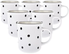 Set de 6 căni din ceramică cu buline negre, 350 ml