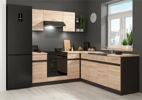 Set bucatarie JUNONA LINE, stejar sonoma/wenge, PAL, 200x220 cm, stang