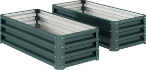 Outsunny Set 2 paturi ridicate metalice, fund deschis, pentru grădină și balcon, 110x50x30cm, Verde | Aosom Romania