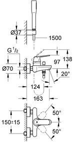Grohe Eurosmart Cosmopolitan Baterie cada dus monocomanda cu set dus