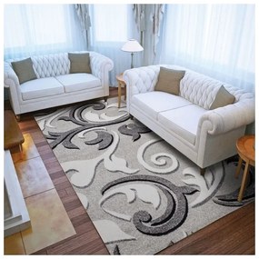 Covor Phoenix model floral gri-negru-crem 3014-244 Selectează mărime: 080 X 150