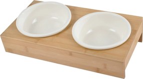 Boluri din ceramica pentru caine, Ø 16 cm, cu suport din bambus