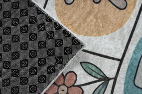 BAMBINO 61440 covor lavabil Grădină hopscotch, baloane, numere pentru copii anti-alunecare - crem / verde