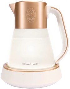 Russell Hobbs Calm Kettle 27450-70, 2400W, 1,7 l, 40-100°C, Fierbere silențioasă, butoane tactile, alerte sonore, 6 culori schimbătoare, Protect, fără BPA și PFAS, alb/dorat