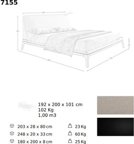 Pat dublu tapitat design LUX Grey 180x200cm