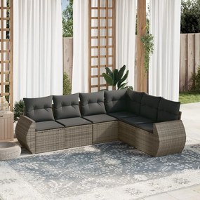 vidaXL Set mobilier grădină cu perne, 6 piese, gri, poliratan