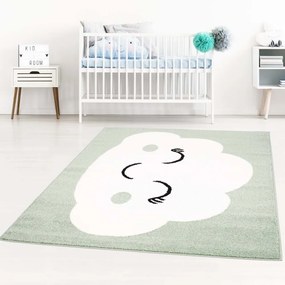 Covor de joacă verde pastel cu nor somnoros pentru copii Lăţime: 140 cm | Lungime: 200 cm