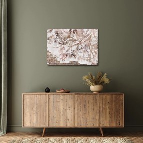 Tablou - Frescă florală pe un perete de cărămidă (70x50 cm)