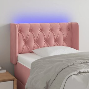 3123607 vidaXL Tăblie de pat cu LED, roz, 83x16x78/88 cm, catifea