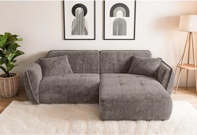 Colțar taupe cu tapițerie din chenille (cu colț pe partea dreaptă/cu șezlong) Nelia – Ropez