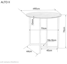 Masa de sufragerie rotunda cu blat in decor stejar ALTO II 80x80