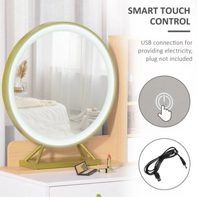 HOMCOM Masa de Machiaj cu Taburet Oglinda cu Lumini LED Raft si Sertare 