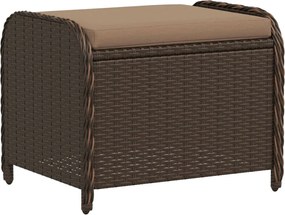 vidaXL Taburet de grădină cu pernă, maro, 58x46x46 cm, poliratan