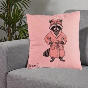 Perna Decorativa Albinuta Kawaii Vesela, 40x40 cm, Roz, Husa Detasabila, Perna Inclusa, BEKZ®