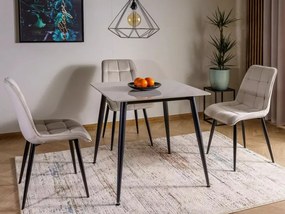 Masa de sufragerie RION 80x80 cm cu blat ceramic, marmura alba
