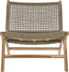 Fotoliu maro in lemn de tec si rattan