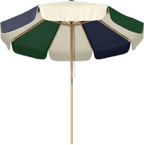 Outsunny Umbrelă de Grădină cu Frânghie Protecție Solară UPF30+ Stil Retro Efect Lemn cu Volane Înclinabilă Ø 226 cm Crem și Verde | Aosom Romania