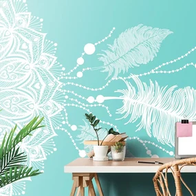 Tapet Mandala magică pe fundal verde