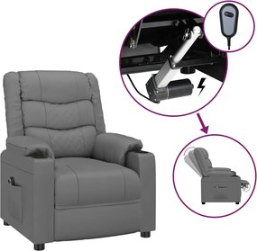 vidaXL Fotoliu rabatabil electric, gri, piele ecologică