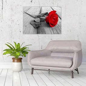 Tablou pe sticlă cu trandafiri roșii (70x50 cm)