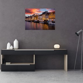 Tablou pe sticlă - Nyhavn, Copenhaga (70x50 cm)