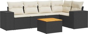 vidaXL Set mobilier de grădină cu perne, 6 piese, negru, poliratan