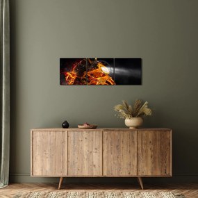 Tablou - Motociclist cu flăcări (cu ceas) (90x30 cm)