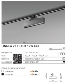 Spot LED directionabil pe sina LINNEA 29 TRACK 3Line CCT 12W alb