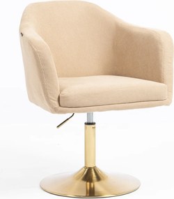 HR832N Scaun Catifea Reiată Premium culoare Bej Ghimbir cu Bază Aurie
