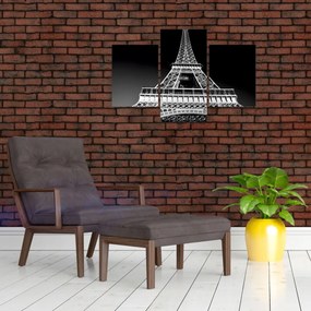 Tablou - Turnul Eiffel, alb-negru (90x60 cm)