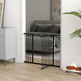PawHut Poartă pentru Câine Extensibilă cu Deschidere Amplă, Poartă de Siguranță din Oțel și Plastic, 76-107x76 cm, Negru | Aosom Romania
