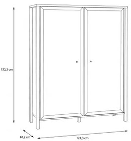 Vitrina High Rock, Negru &amp; Natur, 152.5 x 40 x 121.5 Cm