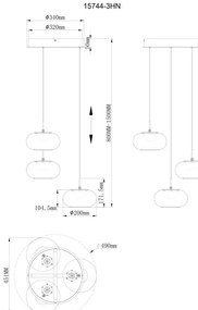 Lustra suspendata cu 3 pendule LED QUINTARA