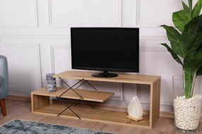COMODA TV Zigzag, Alb - Gri - Galben - Stejar - Maro, 120 x 40 x 30 cm