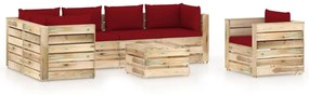 Set mobilier de gradina cu perne, 7 piese, lemn verde tratat Vinsko rde  a in rjava, 7