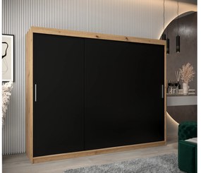 Dulap de haine 250 cm Toki (stejar artisan + negru mat). 1064868