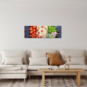 Tablou - Masa plină cu legume (cu ceas) (90x30 cm)