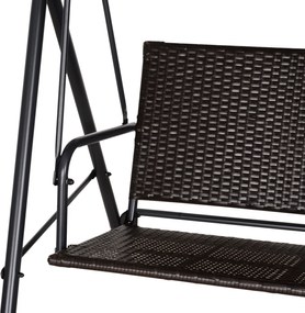 Outsunny Balansoar Hollywood, Balansoar de Grădină cu Baldachin, Acoperiș Reglabil, Negru + Maro + Gri | Aosom Romania