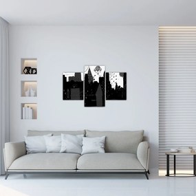 Tablou - Oraș cu inscripții și modele (90x60 cm)