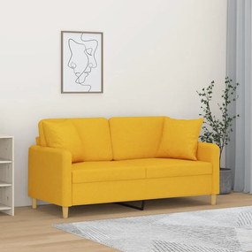 3153142 vidaXL Canapea 2 locuri cu perne&pernuțe galben deschis 140 cm textil