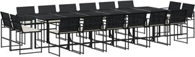 vidaXL Set mobilier de grădină cu perne, 17 piese, negru, poliratan