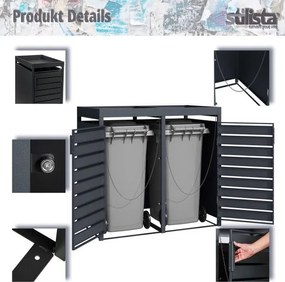 Dulap exterior STILISTA pentru 4 pubele, cu acoperiș pentru