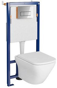 Set vas wc suspendat Larga Square cu capac soft close, rezervor incastrat Tech Line Opti si clapeta crom lucios