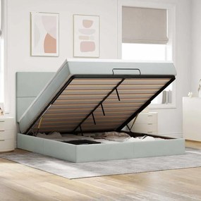 vidaXL Cadru de pat otoman cu saltele Gri deschis 180x200cm catifea