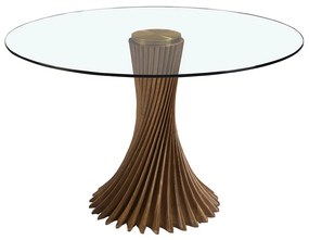 Masa rotunda design modern deosebit Glass and Walnut 130cm