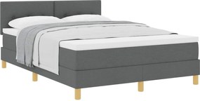 vidaXL Pat cu arcuri cu saltea Gri închis 140 x 190 cm țesătură