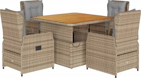 vidaXL Set mobilier de grădină cu perne, 5 piese, bej, poliratan