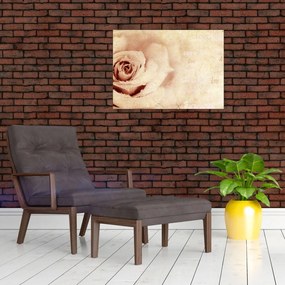 Tablou pe sticlă - floare de trandafir pentru îndrăgostiți (70x50 cm)