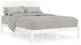 3104194 vidaXL Cadru de pat dublu, alb, 135x190 cm, lemn masiv