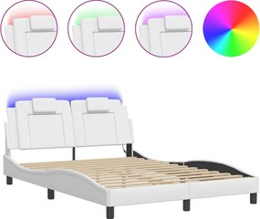 vidaXL Cadru de pat, Viana, cu LED fără saltea, alb, 140x190 cm